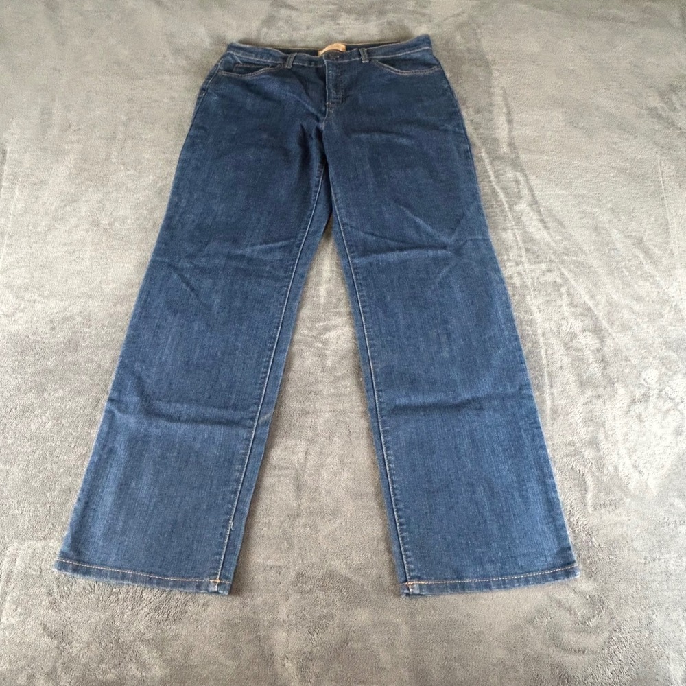 Hannah‎ Women Dark Wash Straight Leg Stretch Denim Jeans Size 14 Blue High Rise